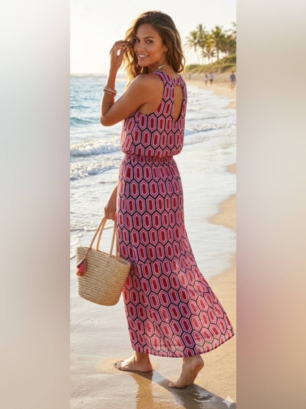 Banana Republic Red & Black Geometric Maxi Dress 2026 Trend